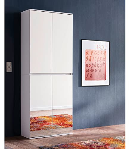 Lomadox Garderobenschrank mit ausziehbarer Kleiderstange in weiß, B/H/T: ca. 74/191/34 cm