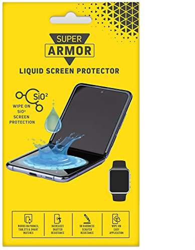 SUPER ARMOR Liquid Glass Screen Protector - Wipe On Scratch and Shatter Resistant Nano Protection for All Phones Tablets Smart Watches Universal