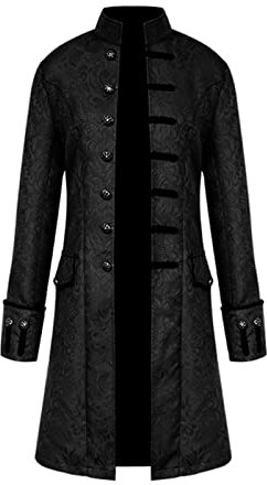 TSIRNK Costume Médiéval Steampunk pour Homme, Déguisement d'Halloween (Noir, Taille S)