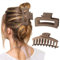 Mollettoni Capelli Donna, Mollettone Capelli Donna Grande, 2 pezzi Antiscivolo Resistente Pinza per Capelli, Clip per Capelli da Donna con Artiglio Forte per Capelli per Donne Ragazze, Opaco (Marrone)