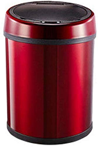 Poubelles d'intérieur Smart Home Poubelle Chambre d'hôtel Bureau Poubelle à Induction Automatique en Acier Inoxydable (Rouge 13L)