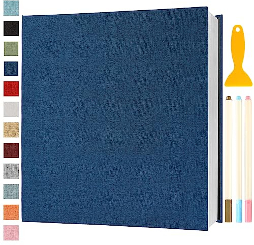 Fotoalbum Selbstklebend 33x32 Photo Album, 120 Seiten Blau | Groß Fotoalbum Zum Einkleben Scrapbook Selbstgestalten Fotobuch Baby Hochzeit Gästebuch Erinnerungsbuch Briefmarkenalbum