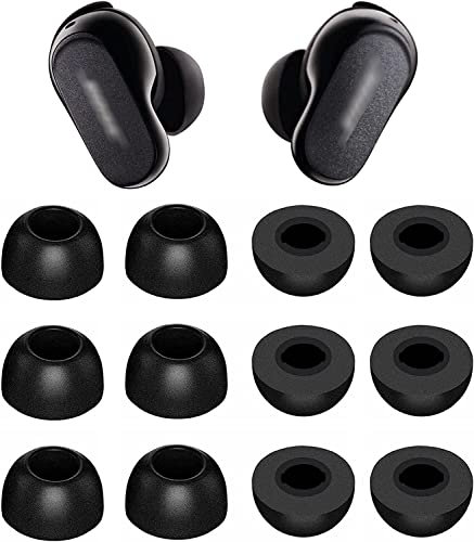 ALXCD Foam Eartips Compatible with Bose QuietComfort Earbuds II 2022 New, 6 Pairs L Sizes Soft Memory Foam Ear Tips, Compatible with Bose QuietComfort Earbuds ii 2022, Black L