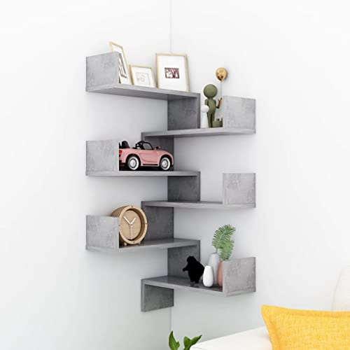 KTHLBRH Mensole Angolari 2 pz Grigio Cemento 40x40x50 cm in Truciolato mensola sospesa libreria a muro mensole camera da letto Mensole da muro Adatto per soggiorno, camera da letto,ufficio