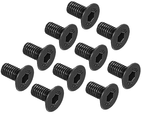 QUARKZMAN M5 x 10mm Hexagonal Zócalo Plano Cabeza Avellanado Tornillos x 50uds 10.9 Aleación Acero Hueca Cabeza Tornillos Pernos para Maquinaria y Muebles, [Negro]