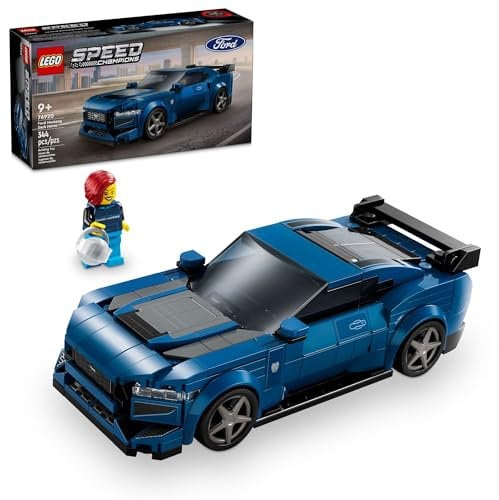 Lego Speed Champions Ford Mustang Dark Horse 76920 Voiture de Sport Jouet Ford Mustang à Construire pour Enfants, Ensemble de Maquette de Voiture Bleue