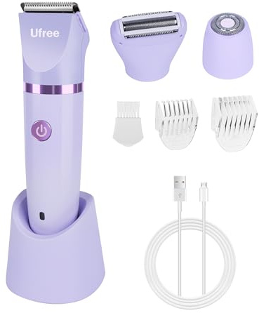 Ufree Bikini Trimmer Electric Razors for Women, Rechargeable Pubic Body Hair Trimmer Electric Shaver for Legs Body Hair, Bikini Shaver IPX7 Waterproof, Gifts for Women, Purple