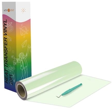 HTVRONT Heat Transfer Vinyl Rolls - 12 x 20ft Pale Green Iron on Vinyl for Shirts, HTV Vinyl for All Cutting Machines - Easy to Cut & Weed for HTV Heat Transfer Design (Pale Green)