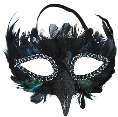 KarnevalsTeufel Vogelmaske Rabe Federdomino Krähe Federmaske Tiermaske Halbmaske