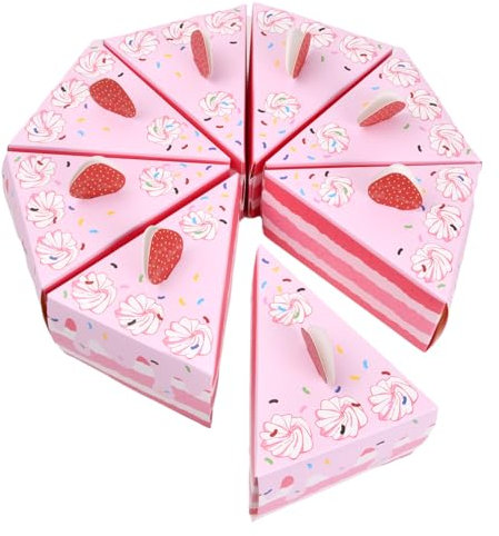 Bezavea 8pcs Candy Treat Boxes, Paper Treat Boxes, Candy Boxes for Sweets, Candy Gift Boxes for Chocolate, Party Favour Candy Boxes, Cake Boxes for Cupcake Dessert Cookie Birthday Christmas