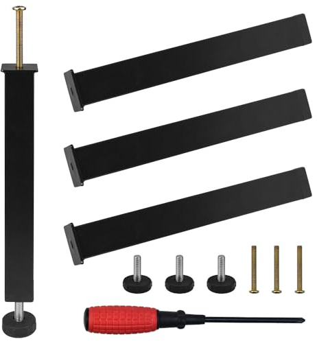 NAROSEBE 4PCS Pied de Lit, Pieds pour Sommier à Lattes Pied de Lit Universel Hautuer 25cm(+2cm) Pied de Lit en Métal Réglables sans Perçage Pied de Support de Lit avec Tournevis et 4 Vis pour Meuble