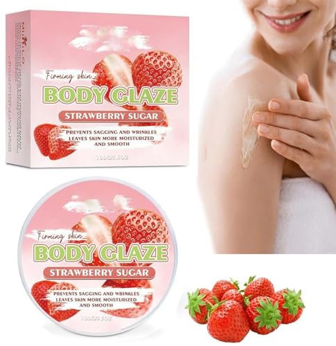 Body Glaze Körperbutter,Body Glaze Creme hinterlässt die Haut weich und strahlend, ohne fettig zu sein,Butter-Körperfeuchtigkeitscreme für trockene Haut (Erdbeere)