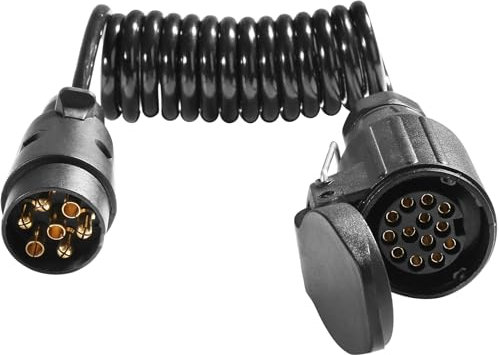 ETUKER Cable para Remolque 7 Polos 1.8M Adaptador Cable 12V Alargador Cable Remolque con Enchufe 7 Pines a Zócalo 13 Pines