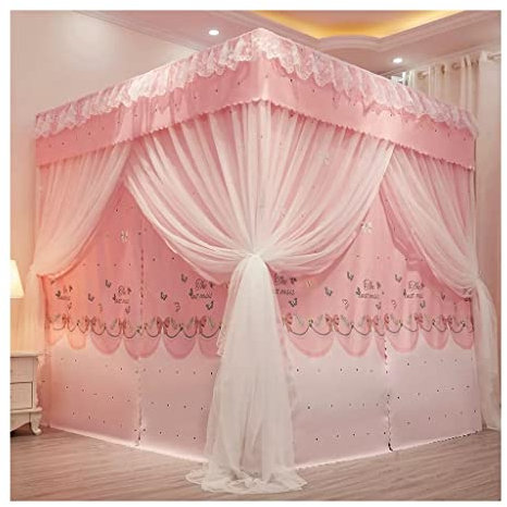 Betthimmel Pink Princess Wind Betthimmel, Bettvorhang mit verdicktem Vorhanggarn, kann das ganze Jahr über zerlegt und gewaschen Werden (Farbe: Rosa, Größe: 150 x 200 x 200 cm)