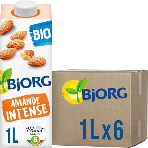BJORG - Lait d'Amande Intense Bio - Boisson 100% Végétal - Pauvre en acides gras saturés - 1 L x 6