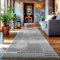 HomebyHome Kurzflor Teppich Läufer 80 x 250 cm Silber Hoch-Tief 3D Effekt Teppich Waschbar, Flauschig und Extra Weich - Skandinavisch Boho Muster Teppich für Wohnzimmer, Schlafzimmer und Küche