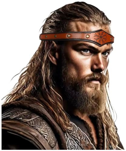 keland Wikinger Leder Stirnband Kopfschmuck Damen Herren Mittelalter Accessoire (B-Tan)