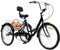 VonVVer Faltbar Dreirad für Erwachsene 24Zoll 7 Gang - 3 Rad Fahrrad Höhenverstellbar Dreirad mit Einkaufskorb bis 120kg Belastbar Trike Bike Radfahren und Senioren (Schwarz)