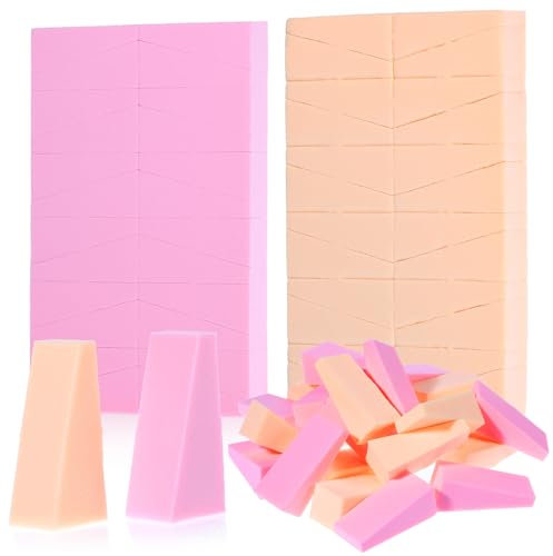 Prasacco 48 Stück Make up Schwamm Set, Kleiner Dreieckiger Schwamm Puderquaste Nass- und Trocken Gebrauch Professioneller Make-up Schwamm für Grundierung, Kissen, Sonnenschutzmittel (Rosa, Hautfarbe)