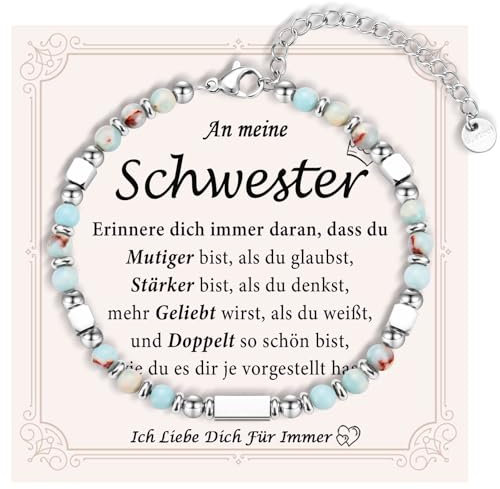 FAOMZQ Armband für Schwester, An Meine Schwester Geschenke von Bruder, Geschenk für Kleine Große Schwester von Geschwistern zum Geburtstag Weihnachten Abschluss Firmung Kommunion