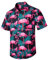 Rithern Chemise Hawaïenne Homme Manches Courtes Flamant Rose Chemise Été Funky Aloha avec Poche Avant pour Plage Fête Rose & Noir 3XL