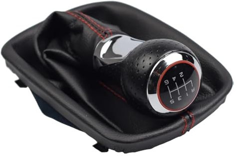 Stick Shifter Für A&UDI Für A4 B6 8E 2000-2004 Für A6 Für C5 4B 1997-2005 Schwarz Rote Linie 5/6 Gang Auto Shift Schaltknauf Hebel Gamasche Kofferraumabdeckung(R-6 Speed)