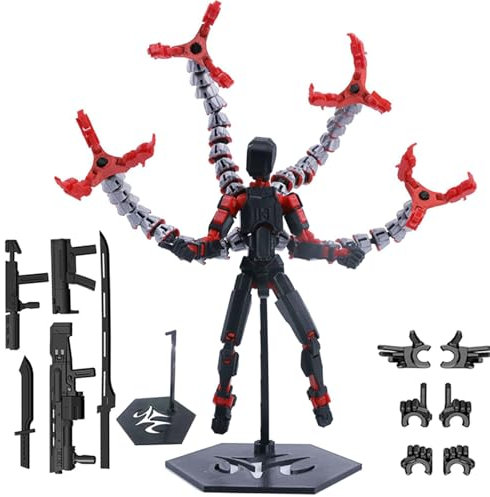 Assembled T13 Action Figures Set, 3D Printed Multi-Jointed Movable Titan T13 Lucky Dummy, Nova 13 Robot Toy, Dummy 13 Mobile Action Figure Doll for Game Lovers Desktop Decorations(A2)