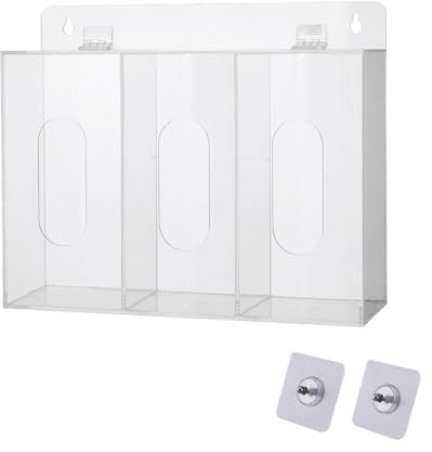 SagaSave Gesichtsmaskenspender, Acryl Einweg-Gesichtsmaske und Handschuhspender Box Halter mit Deckel, Wandhalterung Aufbewahrungsbehälter für Handschuhe, Schuhüberzüge, Haarnetze (L)