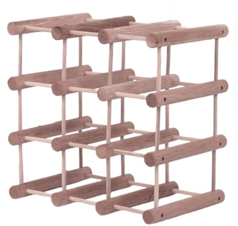 MODO24 Weinregal Modular Tanne, für 12 Flaschen oder mehr, Flaschenregal, Weinständer, Getränkeregal, Flaschenständer, Massivholz, 1 Modul, ModAbm 36x36x24 cm, für Küche, Bar, Esszimmer, Braun