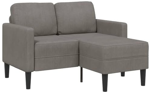 vidaXL 2-Sitzer-Sofa mit Chaiselongue L-Form Hellgrau 125 cm Leinen, 2-Sitzer-Sofa für Schlafzimmer, Zweisitzer-Couch, 125 x 118 x 85 cm