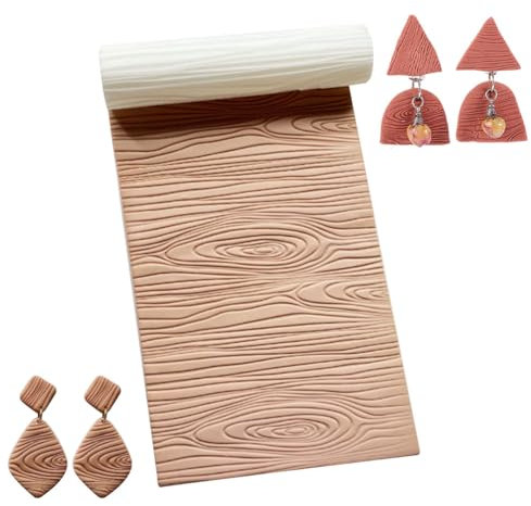 HOBBIESAY Rouleau Texture Pâte Polymère Feuilles Texture Pâte Polymère Pâtes Polymères Textures Bois Rouleau Gaufrage Textures pour Poterie Rouleaux pour Pâtes Polymères Boucles D'Oreilles Bijoux