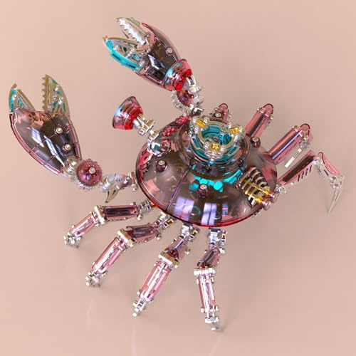 3D Metall Puzzle Erwachsene mit Licht, 3D Modellbausatz Krabbe, Buntes Steampunk Metall Puzzle 3D Erwachsene, DIY 3D Mechanical, Desktop Modell Spielzeug