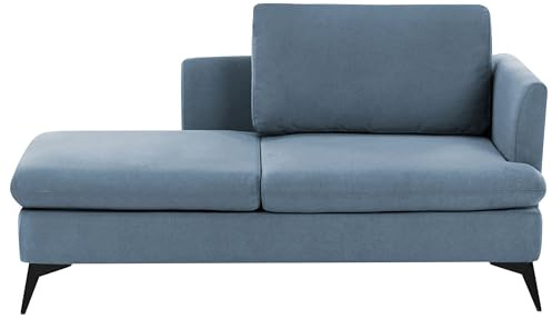 Beliani Chaiselongue Stoff blau rechtsseitig mit Kissen klassisch modern Sievoz