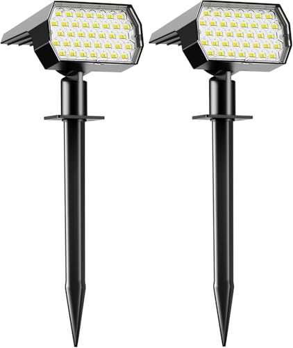 YACAISI Lumières solaires imperméables à l'extérieur, projecteurs de paysage 3 modes, crépuscule à l'aube Lumières murales d'inondation solaires pour l'extérieur, Lumières de jardin (2PACK)