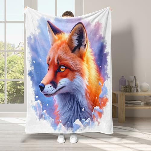 Fuchs Kuscheldecke Flauschig 3D, Aquarell Flanelldecke, Weiche Warme Couchdecke, Wohndecke Warm Aus Mikrofaser, Sofadecke Für Bett Sofa Schlafzimmer Büro 150x200cm