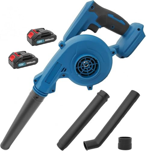 Laubbläser,Kompatibel mit Makita, mit 2x3000mAh Akku und Ladegerät,Akku-Gebläse Laubsauger 18V Ersatz 2-in-1 für Staubsammelfunktion, Staubsauger Von der Elektrikerüberwachung