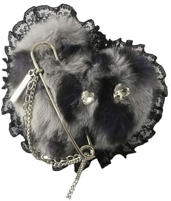 Barrettes en fourrure pour enfants - Broche à cheveux pour femme et fille - Grand cœur - Avec strass - Épingle à cheveux japonaise