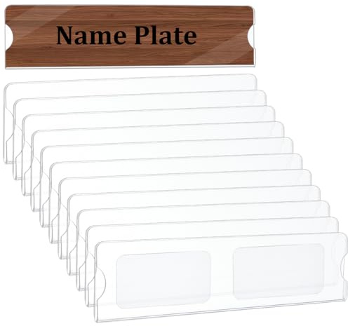 BENECREAT 12 piezas de acrílico transparente 20 x 5 cm placas de nombre grandes para oficina con 24 pegatinas autoadhesivas para el hogar, oficina empresa