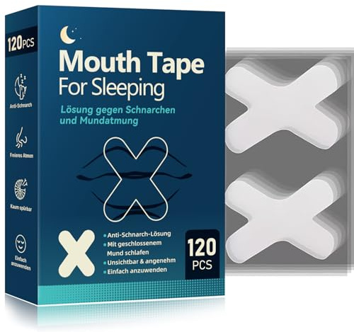 Mouth Tape for Sleeping 120 Strips, Anti Snoring Aids for Men & Women | Supports nasal breathing for quieter sleep & less snoring. 120 comfortable, skin-friendly strips for men & women.