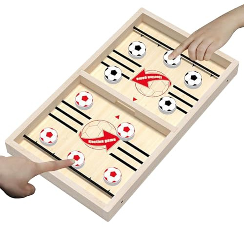 Fast Sling Puck Game - 36,5x21,5x3cm Mini Hockeytisch, Holz Bounce Battle Toy 10 Stück | Interaktives Sportspiel auf dem Tisch zur Verbesserung der Hand-Auge-Koordination Kinder Erwachsene Mat