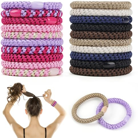 20 Stück Haargummi Damen, Bunte Haargummis Mädchen, Mode Geflochtene Hair Ties, Elastisch Zopfgummi, Stylisch Pferdeschwanz Inhaber für Dickes und Lockiges Haar