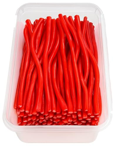 BG Sweeto Quality Pick & Mix Sweets, Re-Sealable 1kg Gifting Tub - Strawberry Flavour Red Cables Liquorice Pencils 1kg
