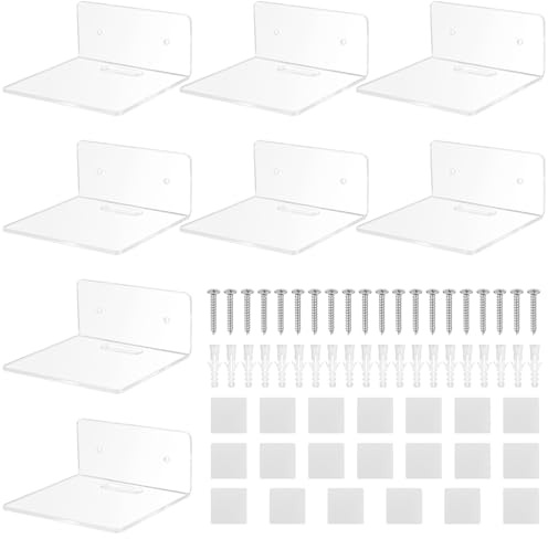 jiuxlaan 10 STK transparente Acryl Wandregale als Schweberegal für Deko | Für Schlafzimmer, Bad und Wohnzimmer, ideal für Lautsprecher, Uhr und kleine Dekoration