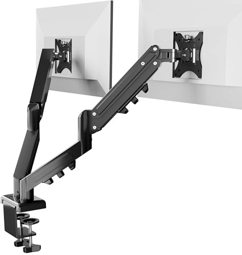 FLEXISPOT Monitor Halterung 2 Monitore 17–32 Zoll, 2–9 kg pro Arm, Schwarz | Für 2 Monitore, höhenverstellbar und neigbar, VESA 75×75/100×100, mit Kabelmanagement, Tischklemme oder Durchführungsbohrung