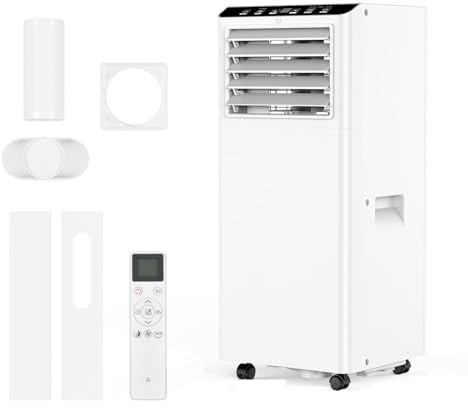 9000 BTU Portable Air Conditioner, 3-in-1 Air Conditioning Unit with Cooling, Dehumidification, 2-Speed Fan, Remote Control & Sleep Mode, Removable Washable Filter for Home Bedroom [Energy Class a]