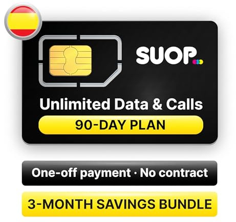 Pack Ahorro Prepago para España. 90 días con GB ilimitados y Llamadas. Pago único sin recargas Usar en Vacaciones con el móvil o un Router MiFi 4G/5G.
