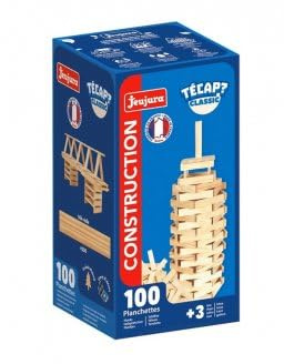 cavernedesjouets Baril planchettes Classic Bois, 100 Pieces + livret idees - tecap - Jeu Construction Enfant - Made in France - Set Jouet et Carte