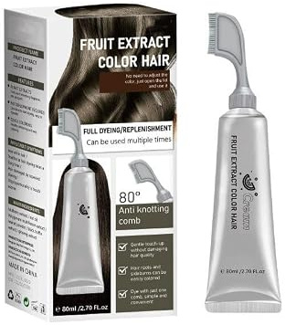 Fruit Essence Hair Dyeing Comb, Permanent Hair Dye, Natural, Plant-Based Extract Hairs Dye Essence, Plant Fruit Hair Dye Cream, Suitable for Men and Women,Chestnut brown