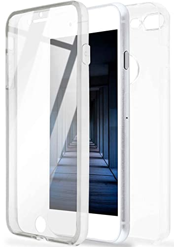 ONEFLOW Touch Case für iPhone 7 Plus/iPhone 8 Plus Hülle 360 Grad Komplett Schutz beidseitig, Handyhülle mit Displayschutz, TPU Schutzhülle durchsichtig vorne und hinten stoßfest, Klar
