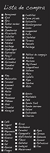 Plage Lista de la Compra en Fondo Adhesivo para El Frigorífico, Vinilo, Negro, 60x180 cm